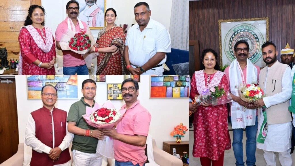 Vijay Candidates Meet CM Soren After Municipal Election Victory