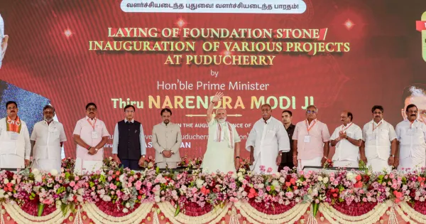 PM Modi Inaugurates Rs 2,700 Crore Mega Projects in Puducherry