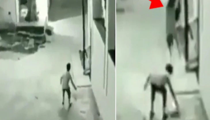 Miracle: Child Falls from Roof Unharmed, Watch How He Survived