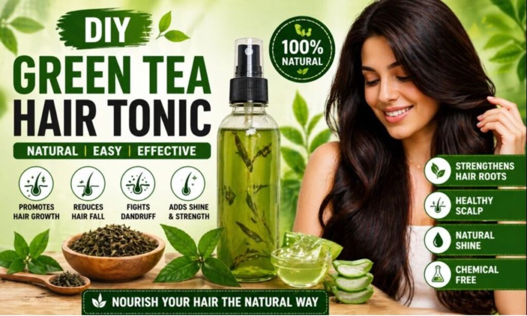 DIY Green Tea Hair Tonic for Long, Strong Hair at Home