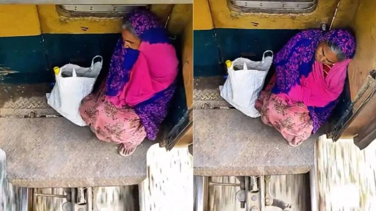 Elderly Woman Rides Train Door, Video Goes Viral, Touches Hearts