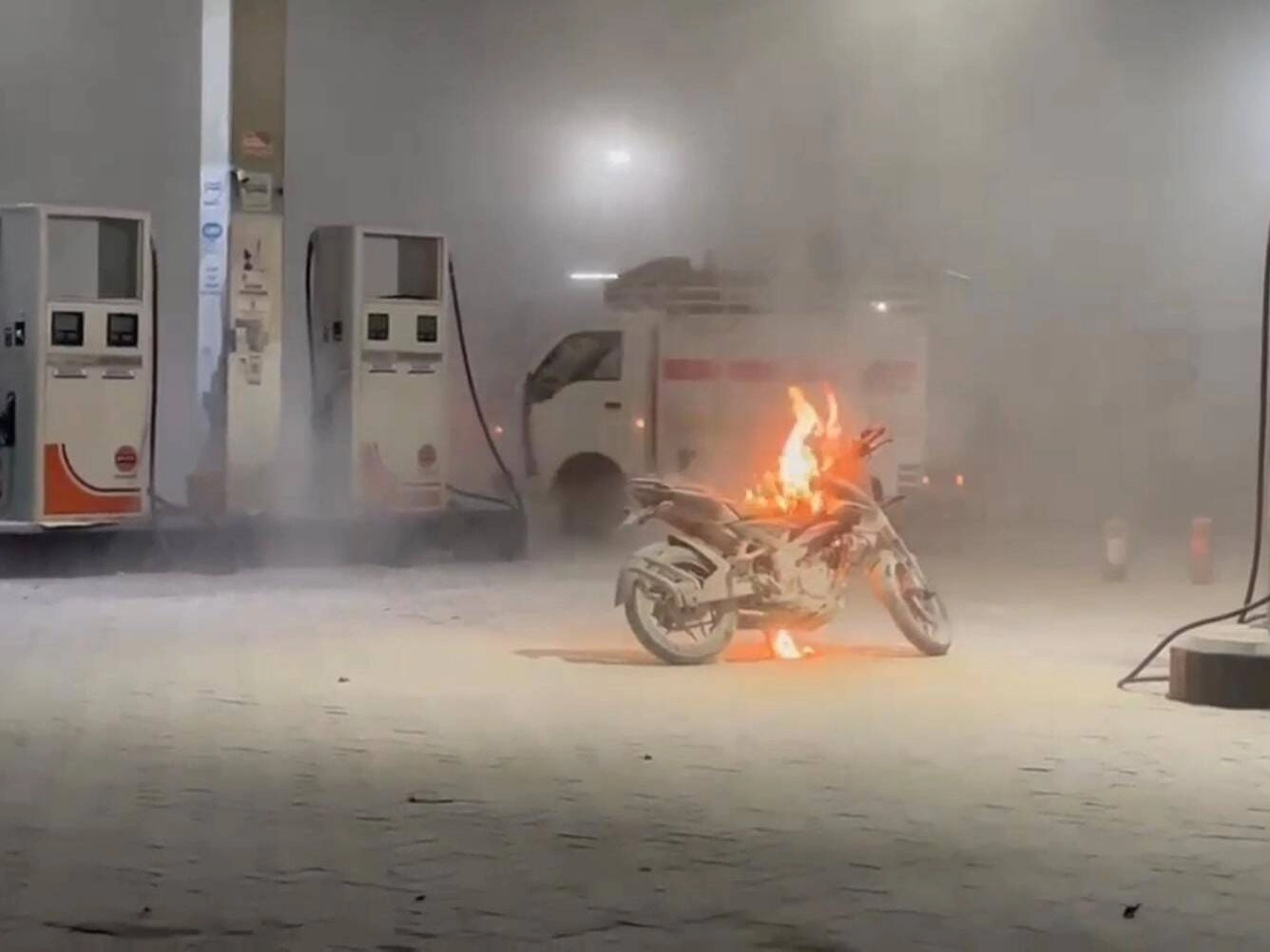 Late-Night Accident at Jaipur Petrol Pump: Fire Erupts