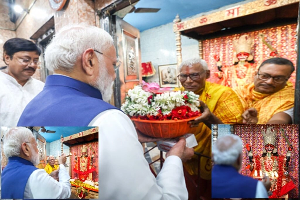 Modi Prays at Thanthania Kalibari During Road Show