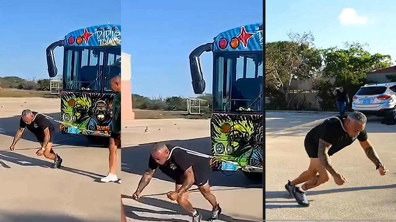 Young Man Pulls 9,000 kg Bus with Neck, People Ask 'Human or Hulk?'