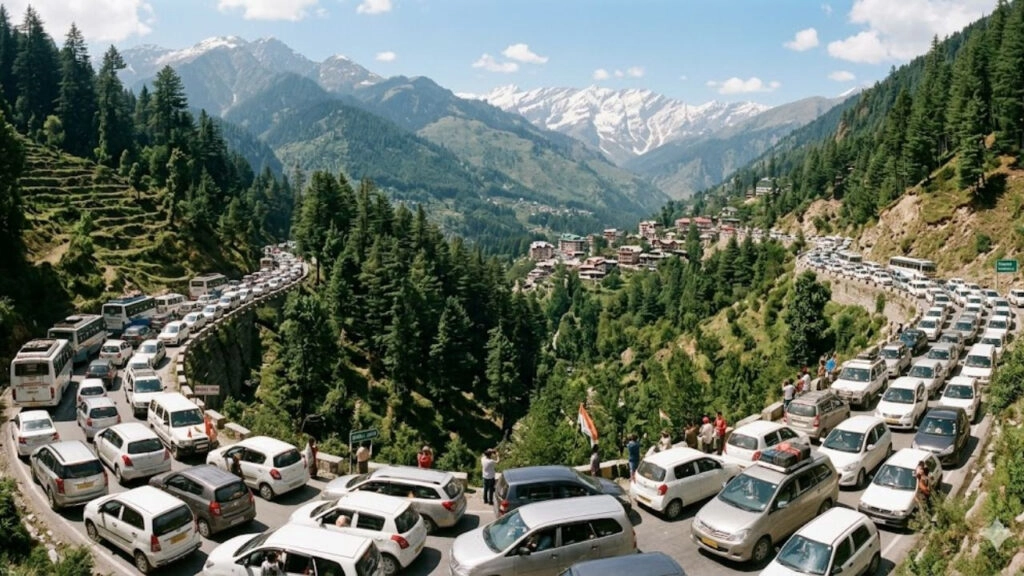 Traffic Jam from Manali to Nainital Due to Tourist Influx