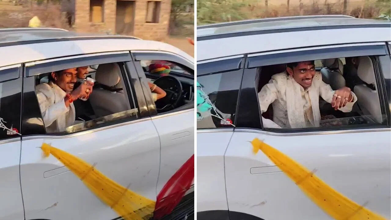 Unique Indian Wedding: Cards Distributed to Tourists from Car
