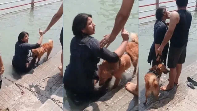 Dispute at Haridwar Ganga Ghat Over Dog Bathing, Video Viral