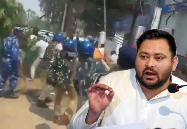 Tejashwi Criticizes Samrat Sarkar on Patna Youth Lathi Charge
