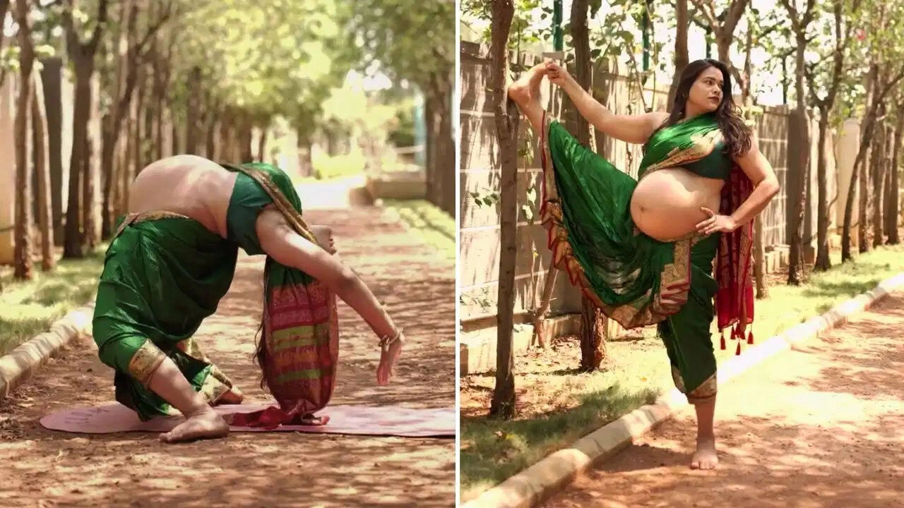 9-Month Pregnant Woman's Yoga in Saree Goes Viral