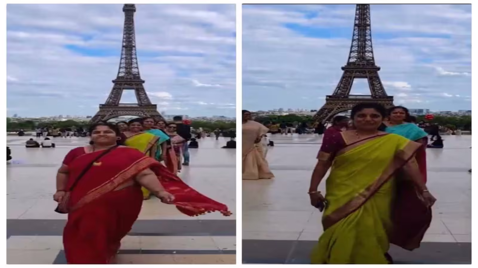 Indian Saree Shines at Eiffel Tower, Women Showcase Tradition