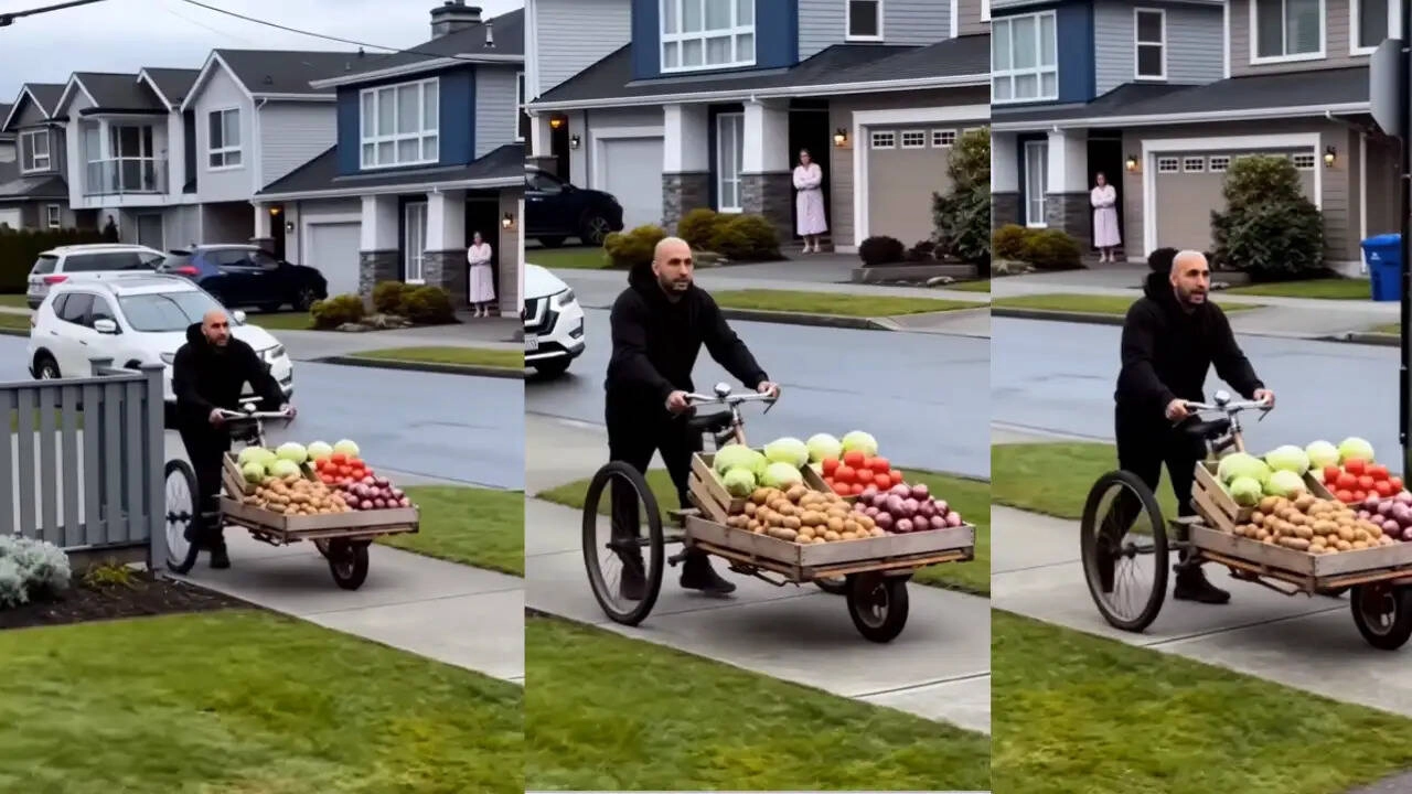 Foreign Youth Sets Up Indian-Style Vegetable Cart in Canada