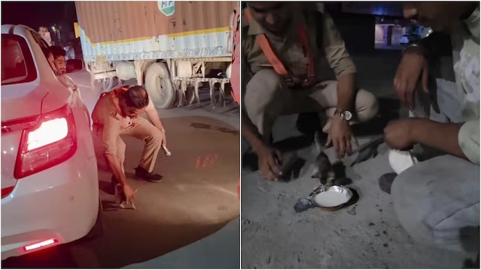Police Officer Saves Tiny Creature Hidden Under Car; Video Viral