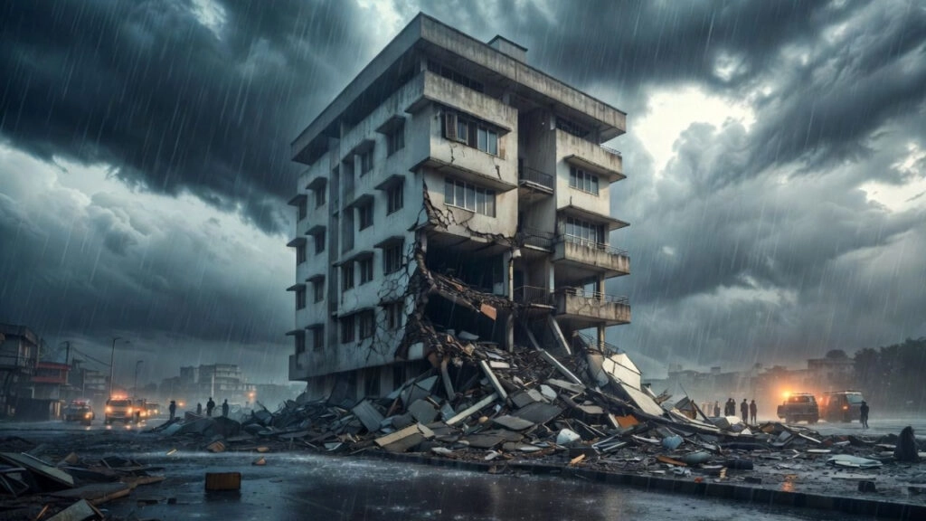Rohini Building Collapse in Delhi Amid Heavy Rain, Many Feared Trapped