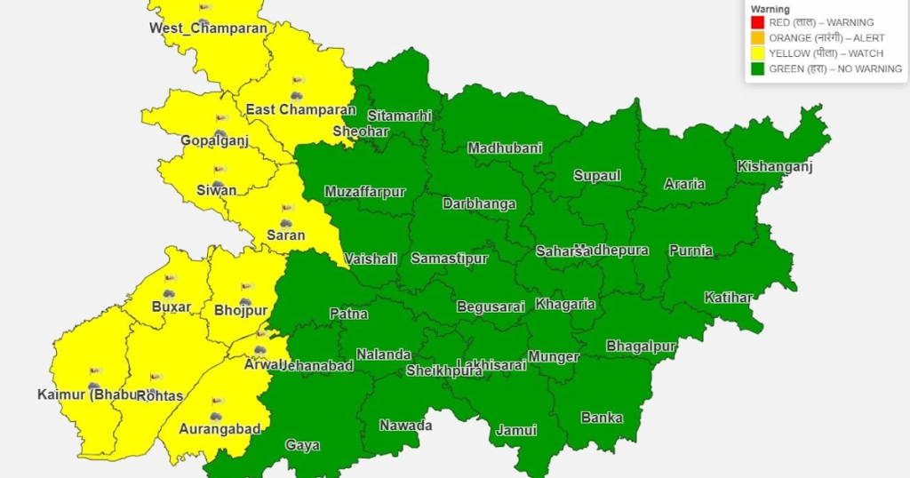 IMD Warns of Heavy Rain, Storms in 11 Bihar Districts