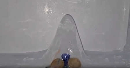 Crowd Gathers in Agra as Ice Forms Shiva Lingam Shape