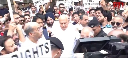 Farooq Abdullah Leads Protest for J&K Status Restoration