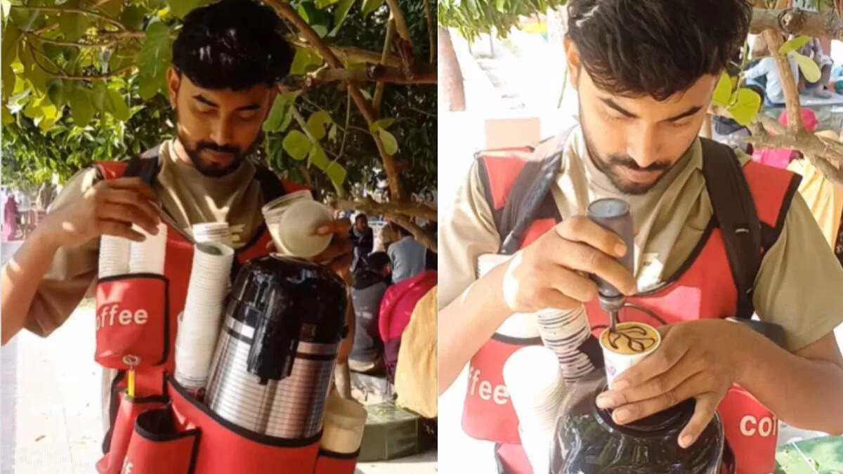 Viral Video: Man Creates Coffee Cafe on His Own Body!